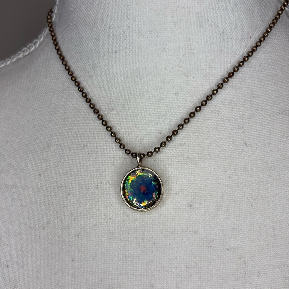 Vintage July Blue Birth Flower Necklace. Y2K